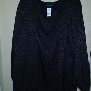 Lane Bryant Black Leopard Print Blouse